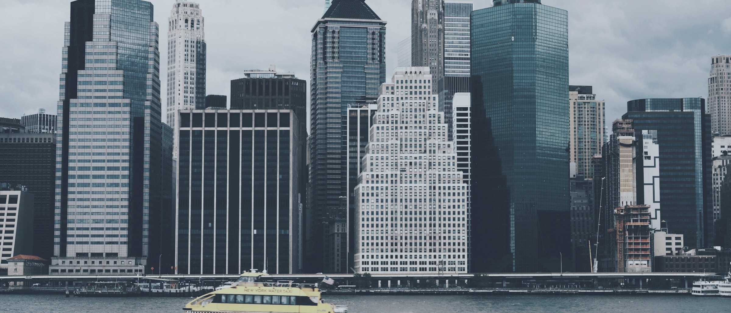 Financial district skyline establishing shot